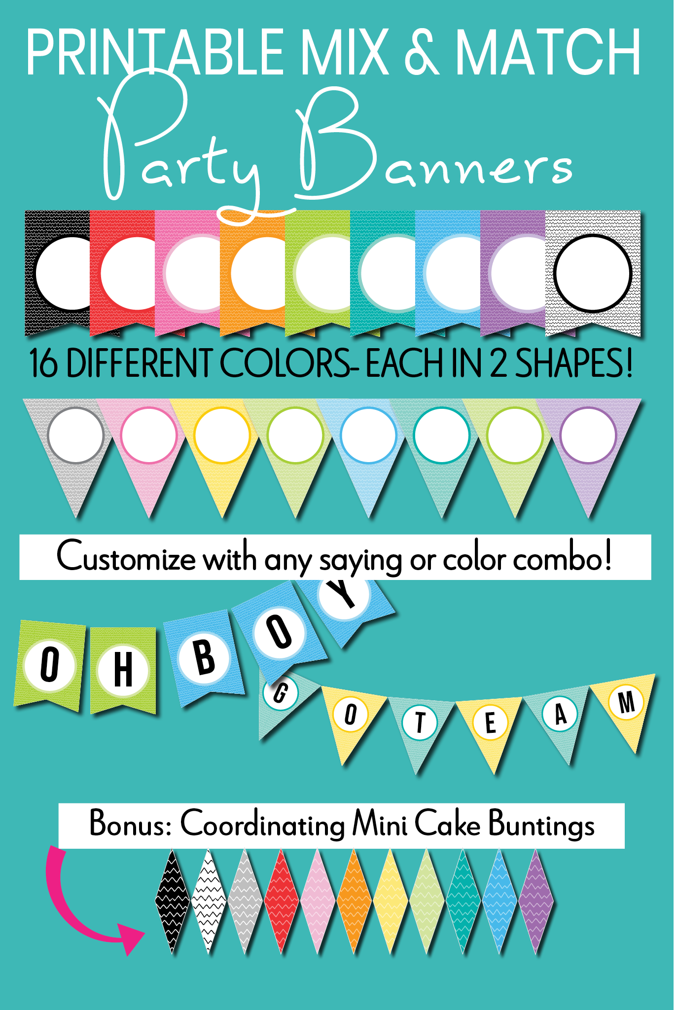 Mix and match printable party banners pages