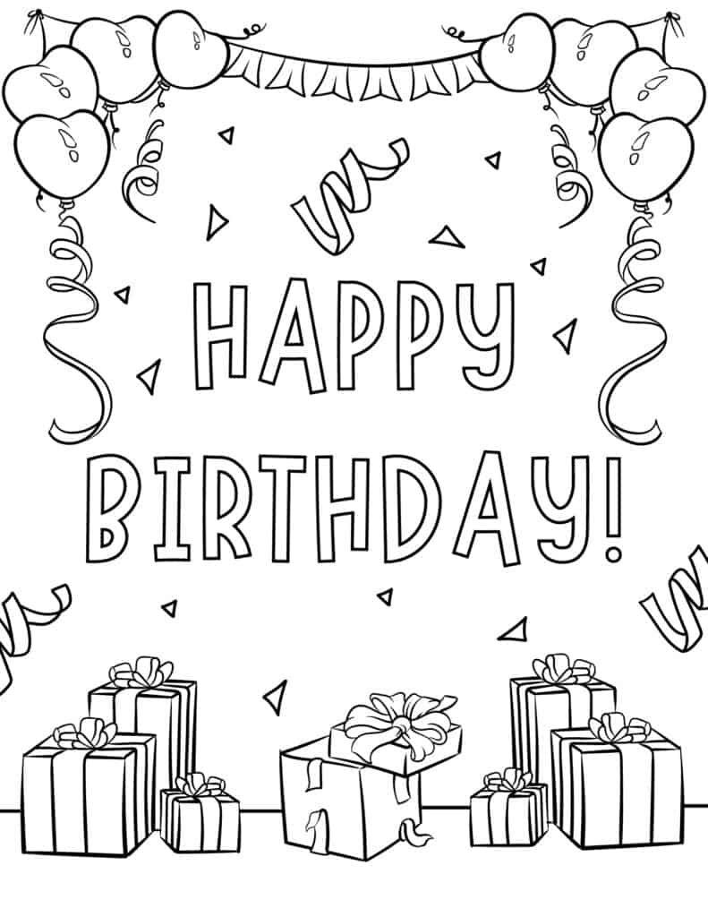 Free printable happy birthday coloring pages for kids