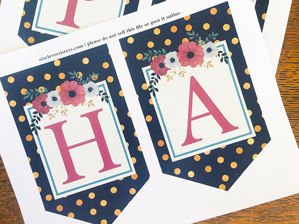Free printable birthday banner in navy blue
