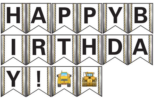 Construction birthday party printables supplies erpillar