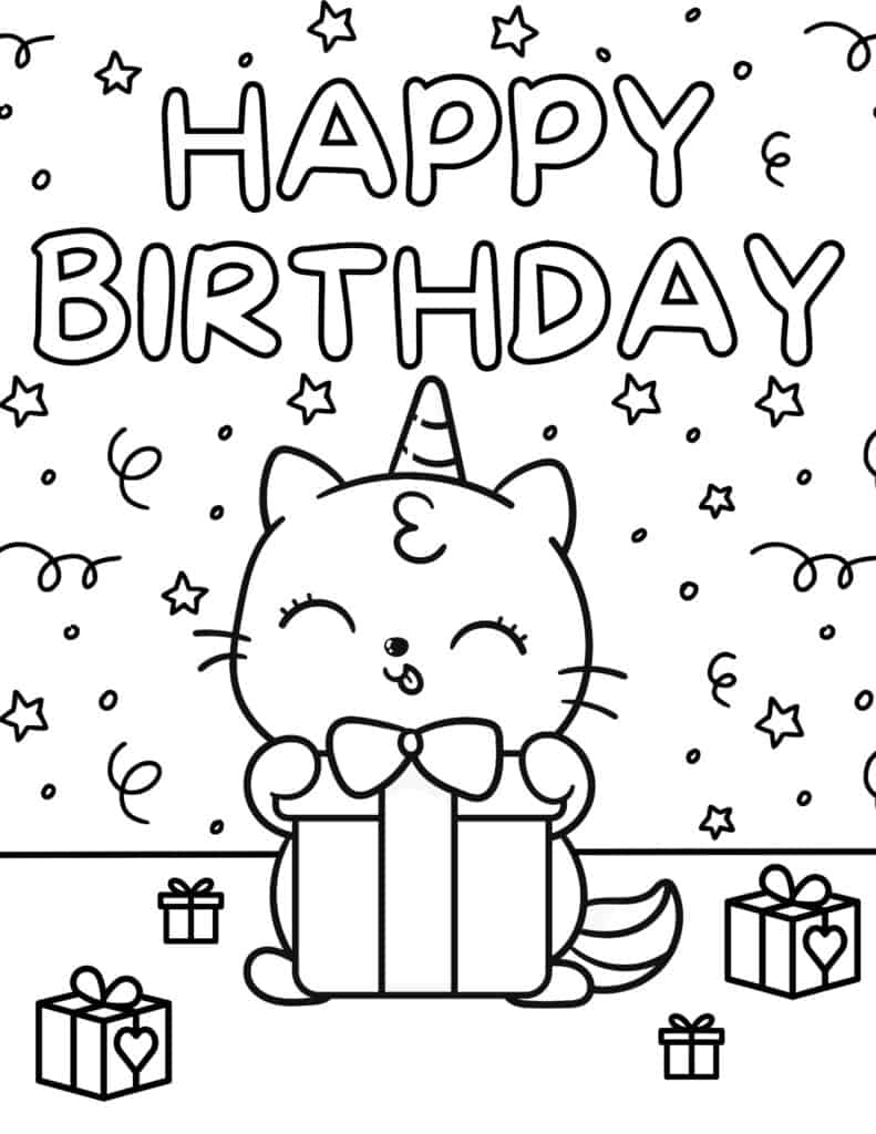 Free printable happy birthday coloring pages for kids