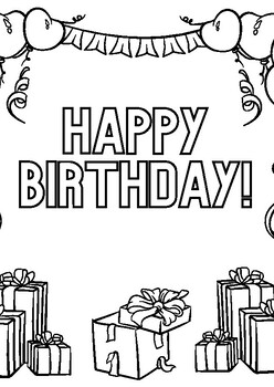 Happy birthday coloring pages tpt