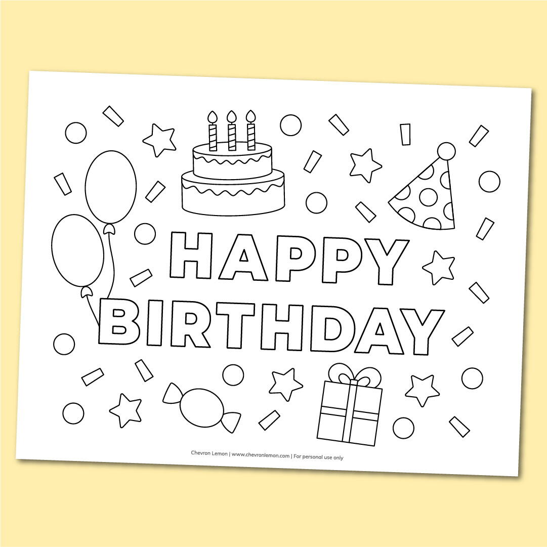 Happy birthday coloring page