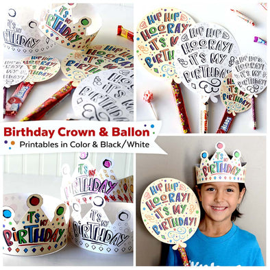 Birthday crown and balloon printable kit â ministering printables