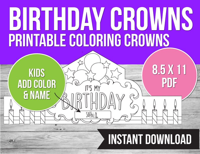 Buy birthday printable coloring crowns queen king crown birthday crown kids coloring craft pdf online in india