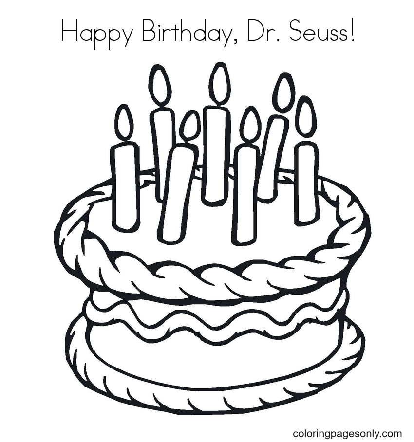 Celebrating the birthday of dr seuss coloring page