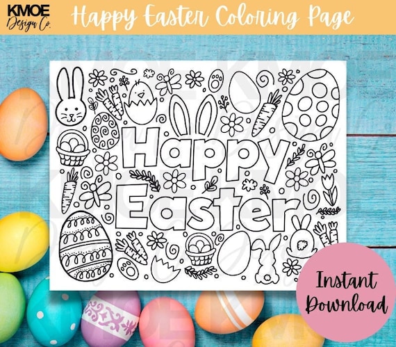 Coloring pages easter happy easter coloring page printable coloring page coloring pages for kids spring kids activity easter doodle