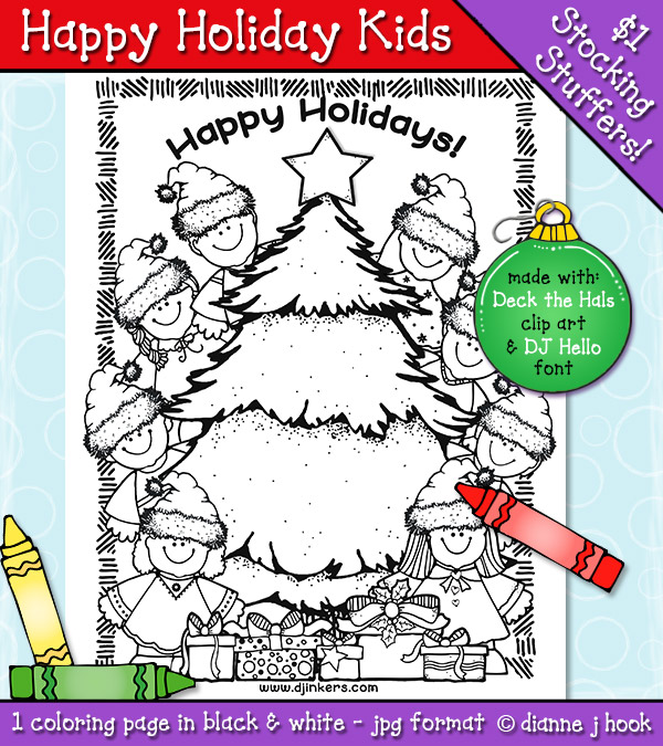 A cute printable coloring page for sharing holiday cheer with friends family by dj inkers