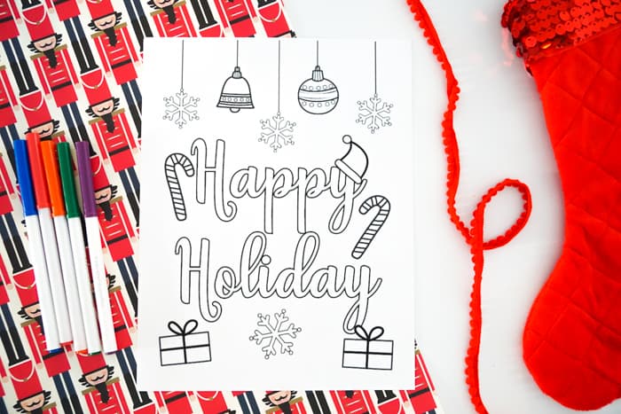 Free printable happy holiday coloring pages