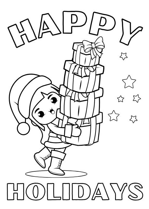 Printable christmas cards to color for kids