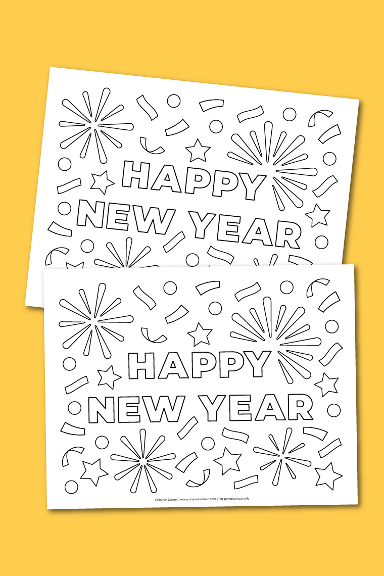 Printable happy new year coloring page