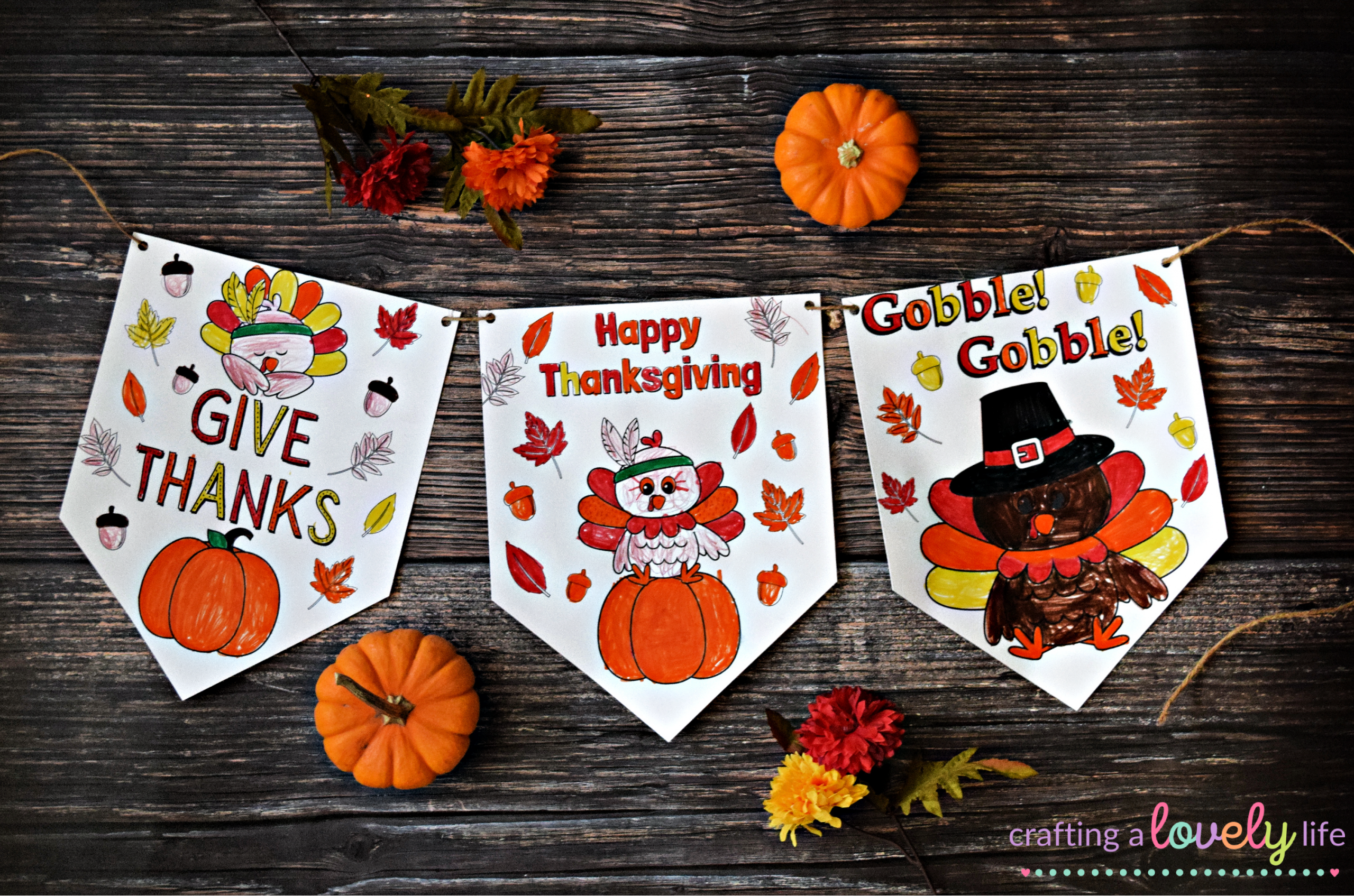 Thanksgiving banner coloring pages