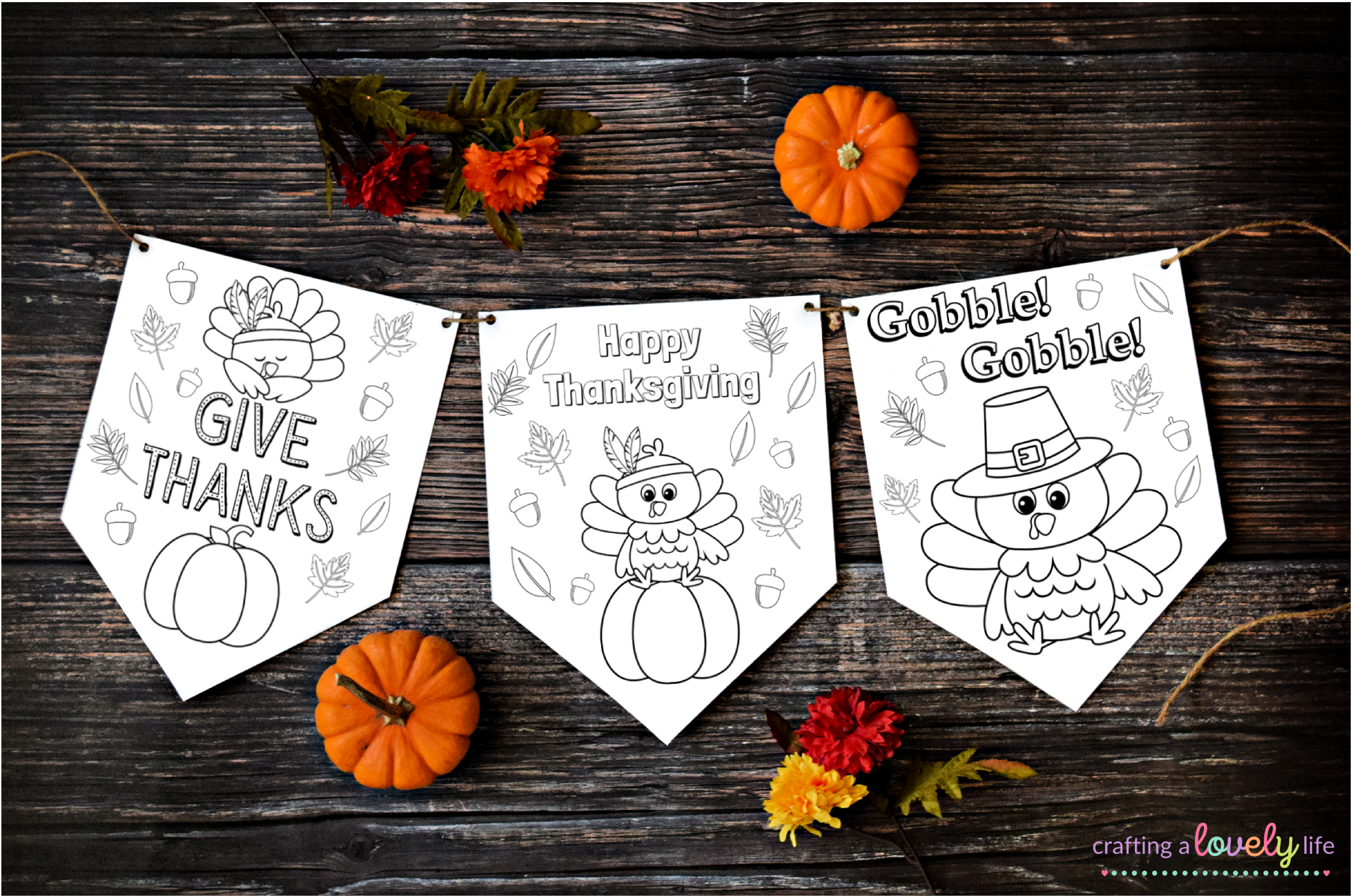 Thanksgiving banner coloring pages