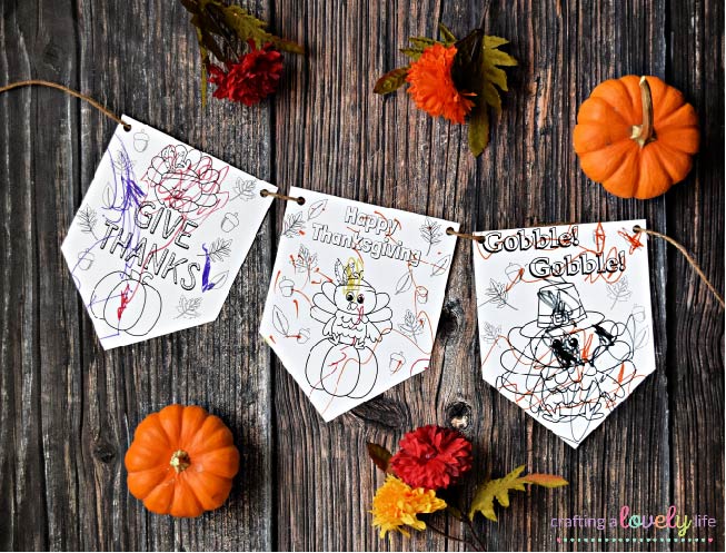 Thanksgiving banner coloring pages