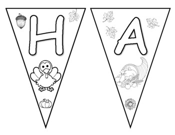 Happy thanksgiving banner coloring pages by vhenry tpt