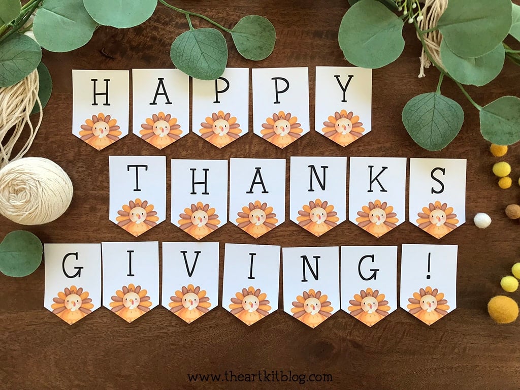 Happy thanksgiving banner free printable â the art kit