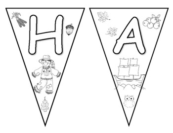 Happy thanksgiving banner coloring pages by vhenry tpt