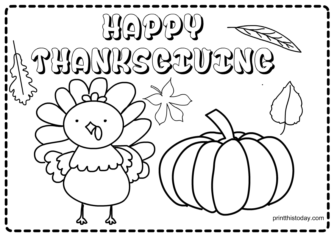 Free printable thanksgiving placemats for kids