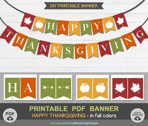 Happy thanksgiving printable pdf bannerfall instant download