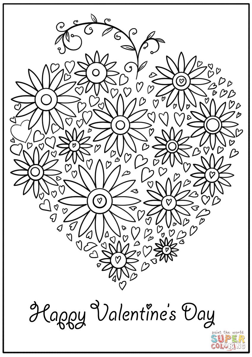 Happy valentines day coloring page free printable coloring pages