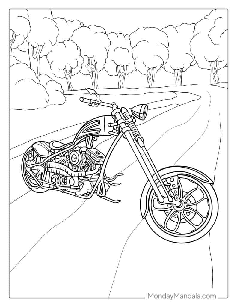 Motorcycle coloring pages free pdf printables