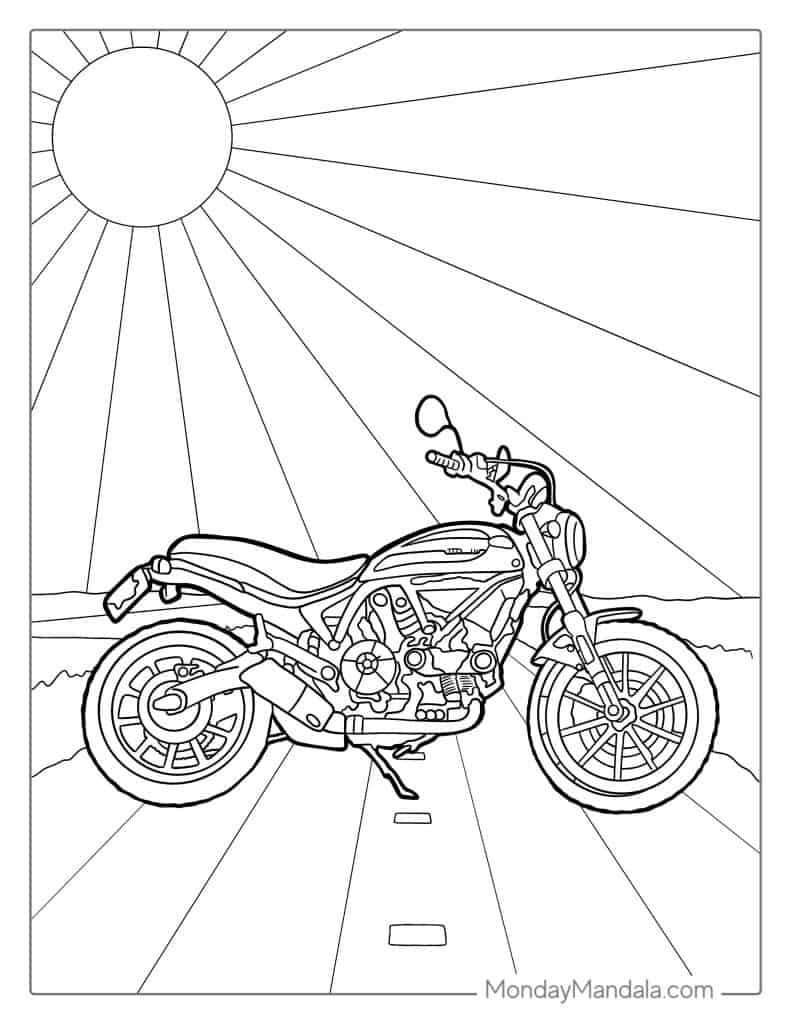 Motorcycle coloring pages free pdf printables