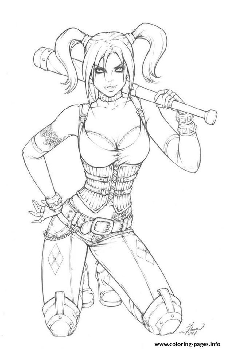 Explore the world of harley quinn with printable coloring pages
