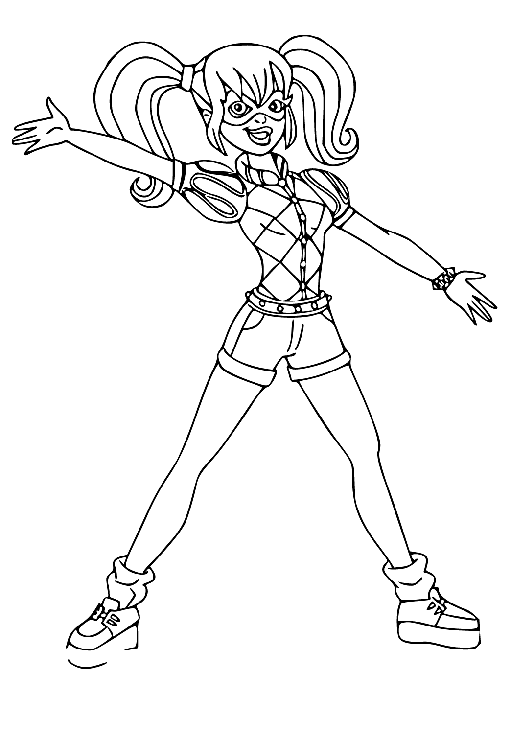 Free printable harley quinn cute coloring page for adults and kids