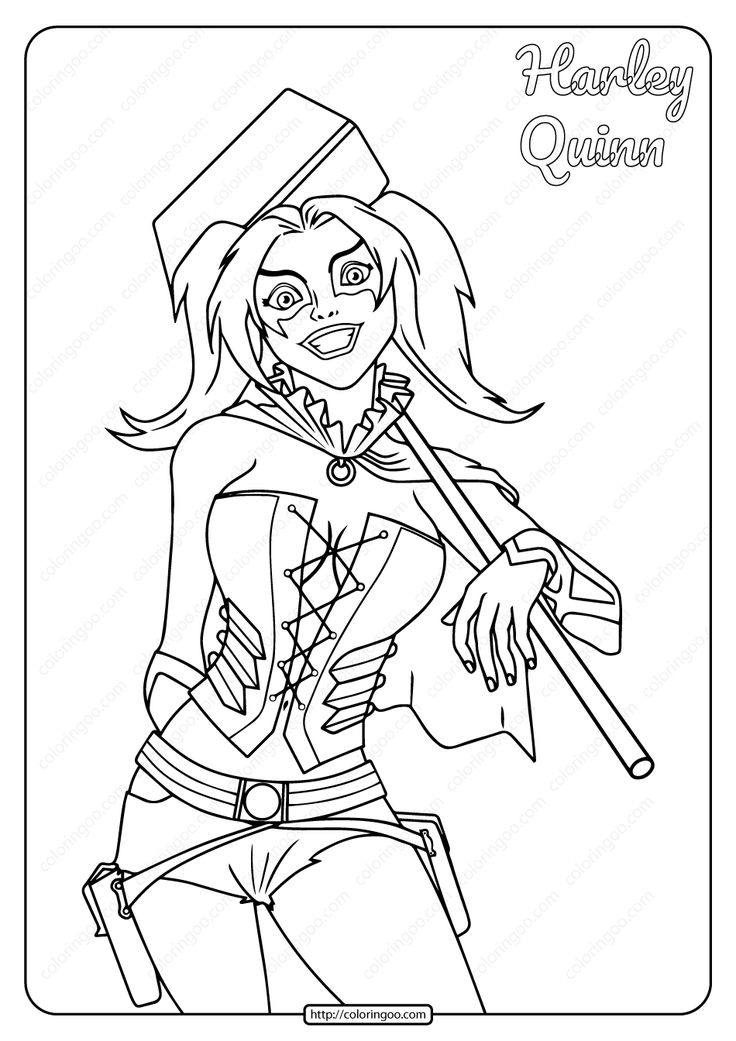 Printable harley quinn pdf coloring page harley quinn drawing coloring pages to print bear coloring pages