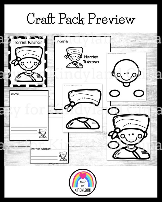 Black history month activity with harriet tubman writing prompts and craft pack