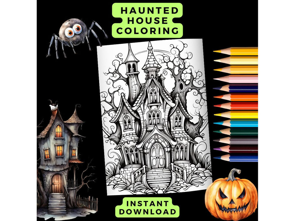 Haunted house coloring page x
