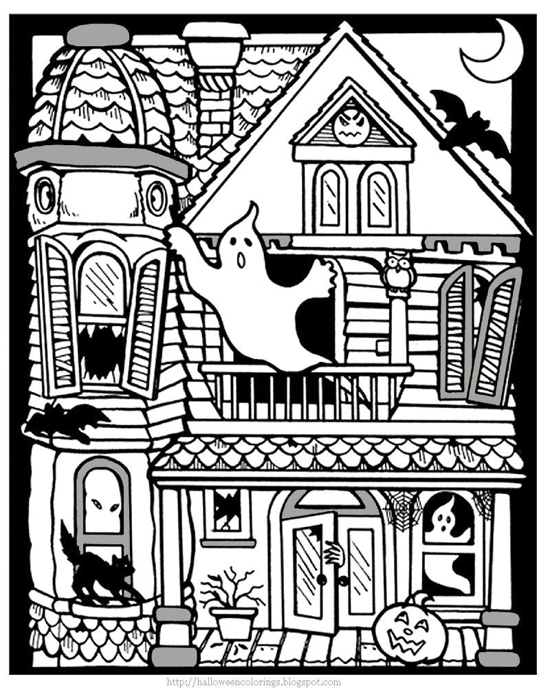 Awesome image of haunted house coloring pages