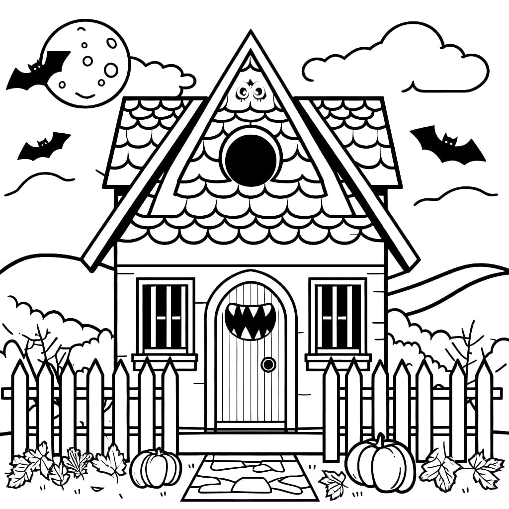 Haunted house coloring pages