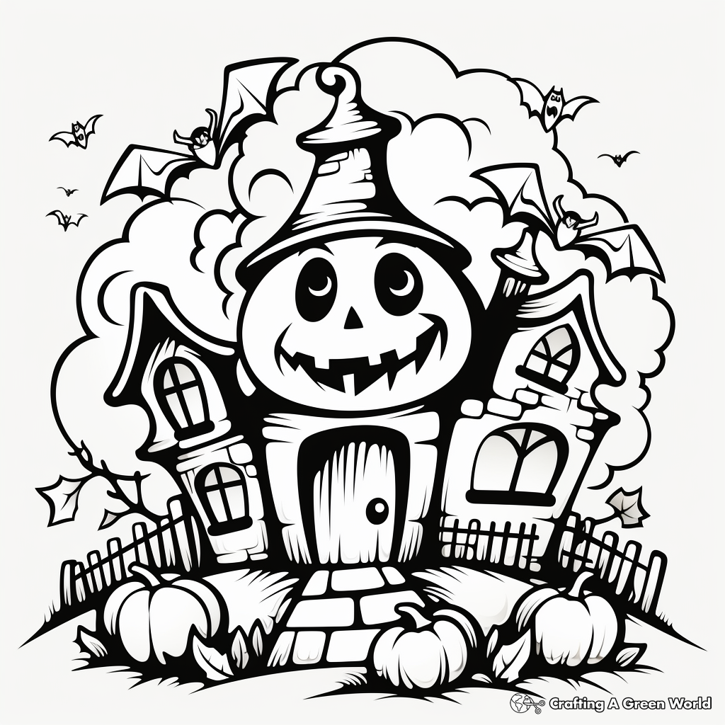 Haunted house coloring pages