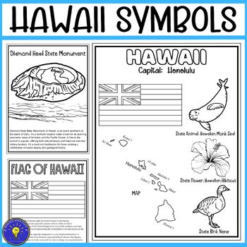 Hawaii state symbols coloring pages flag