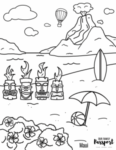 Maui hawaii volcano coloring page