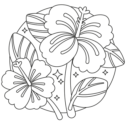 Hibiscus coloring page free printable coloring pages