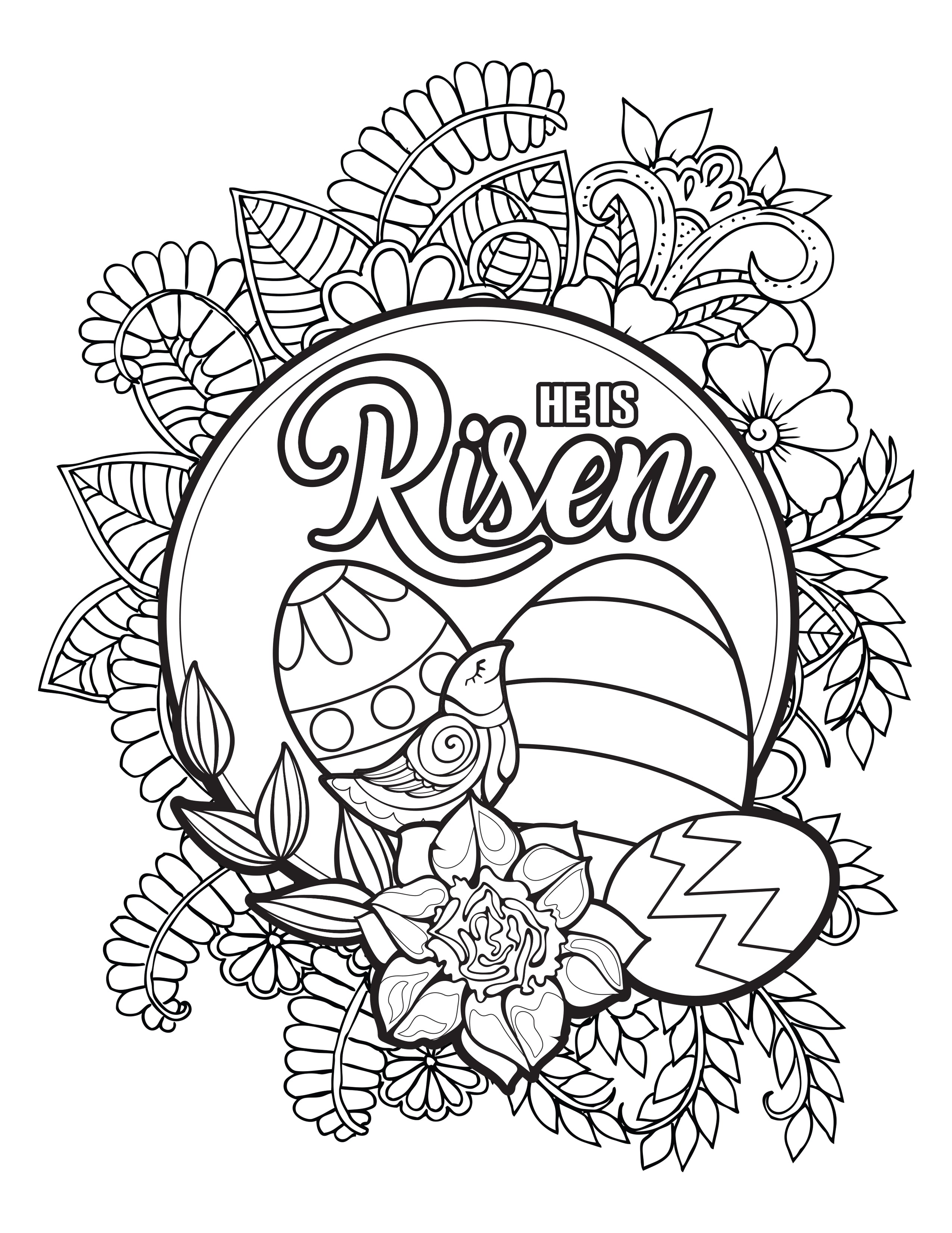 Easter he is risen coloring page for free