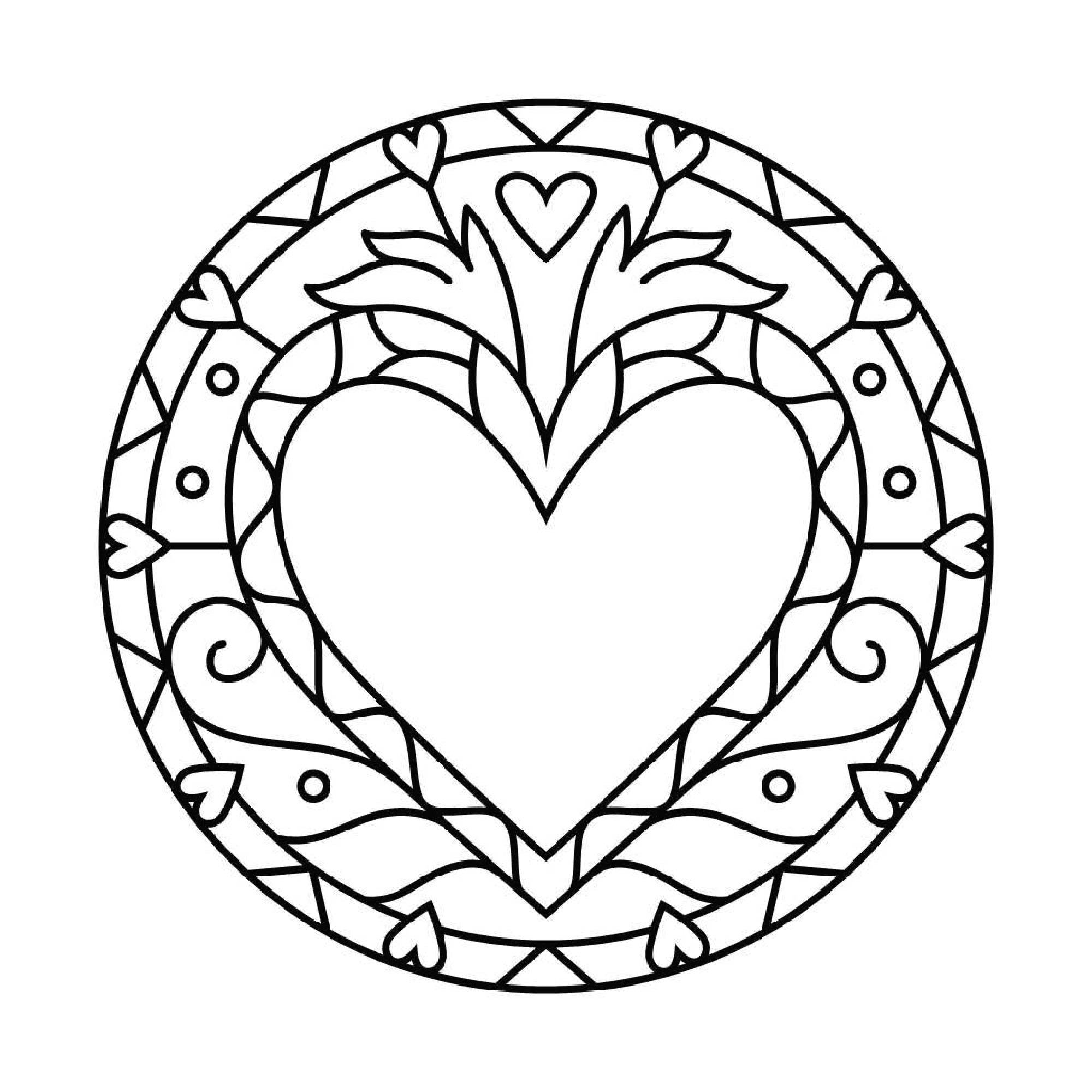 Heart mandala coloring pages