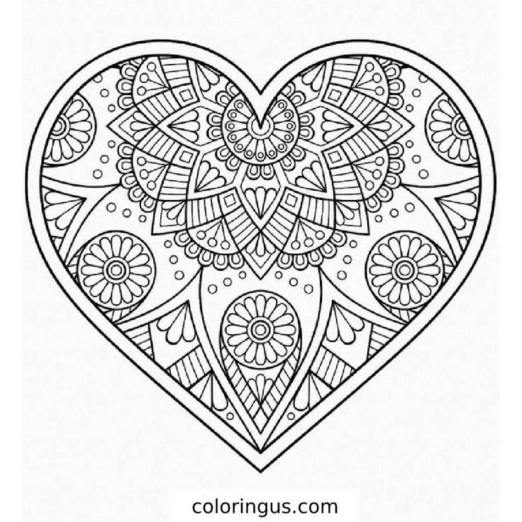 Download heart mandala coloring pages