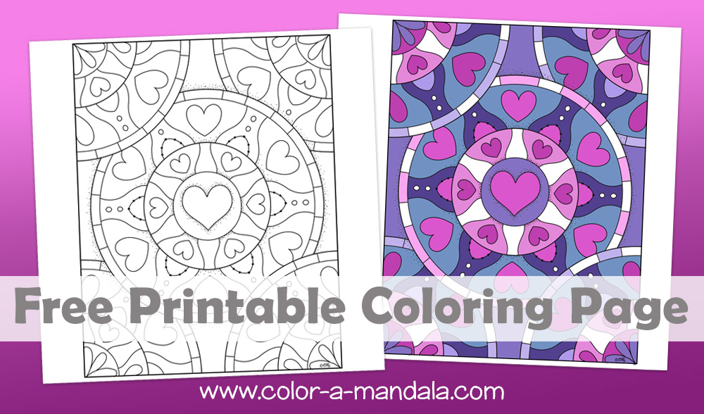 Heart mandala coloring page m