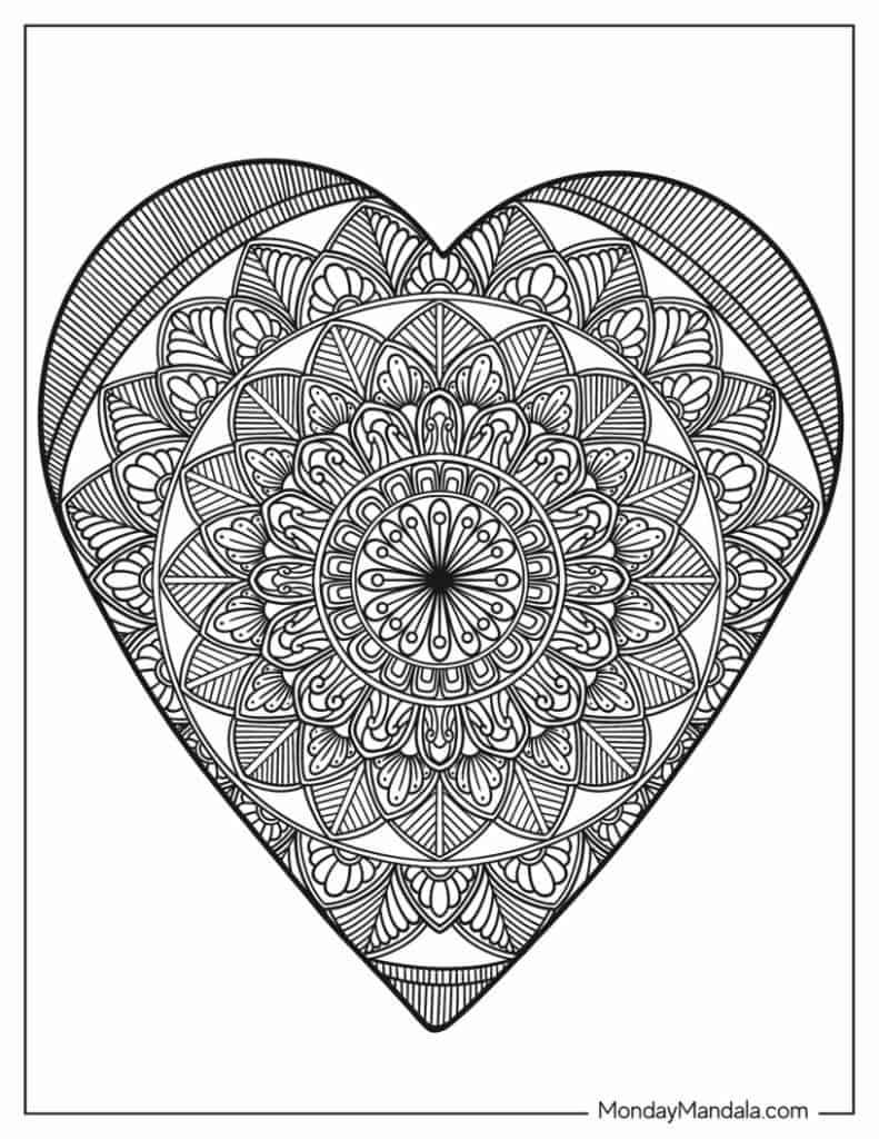 Heart coloring pages free pdf printables