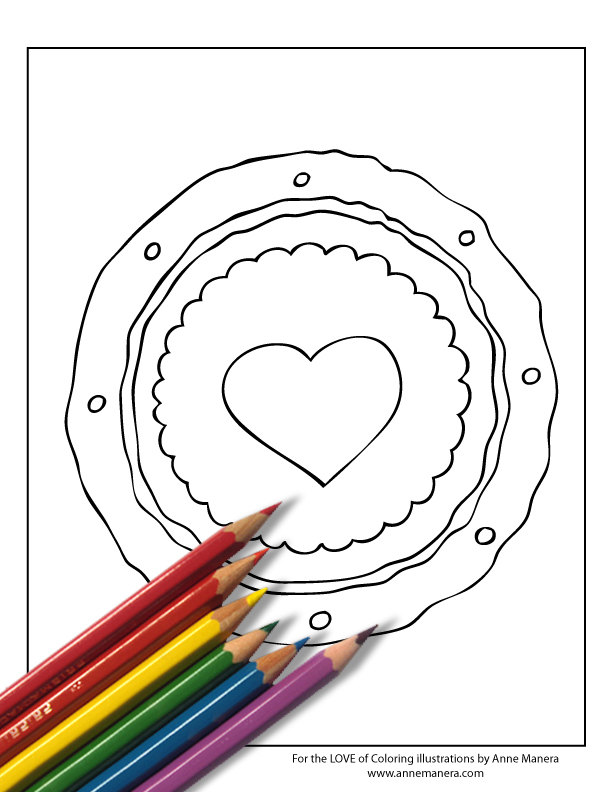 Coloring for adults printable hearts mandala digital adult coloring page instant download pdf