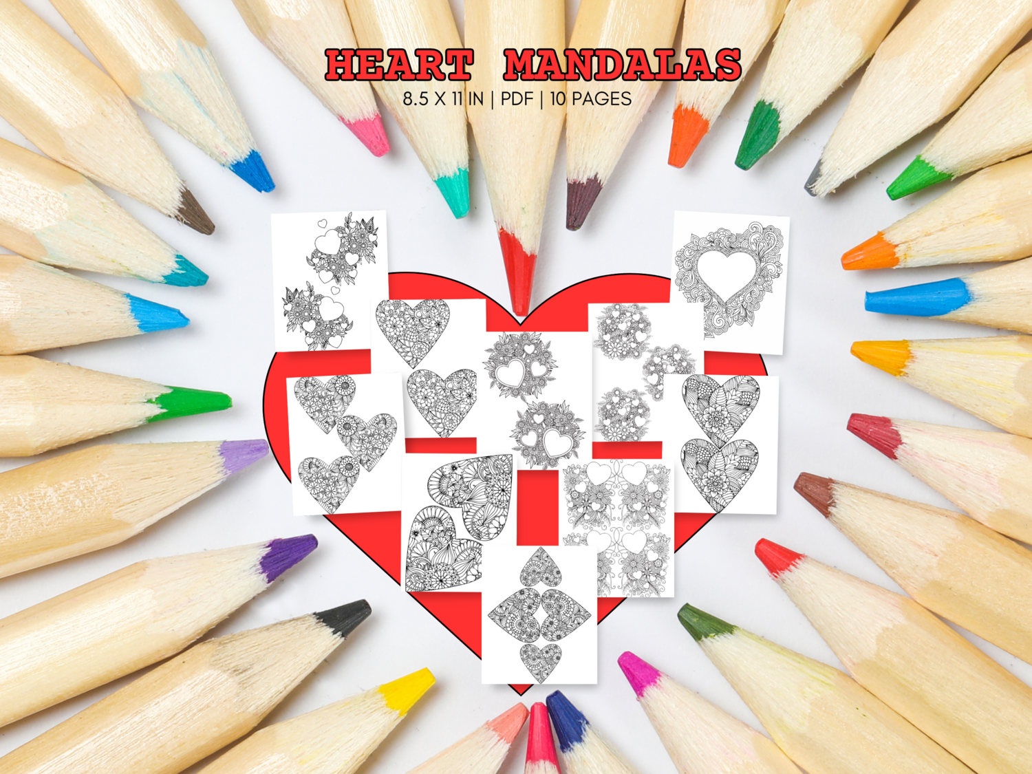 Heart mandala coloring pages