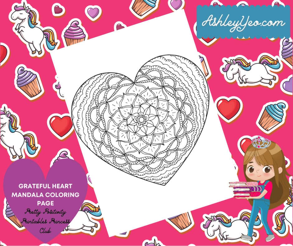 Heart mandala coloring page