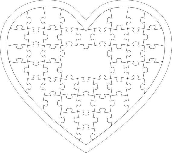 Heart puzzle pieces svg wedding guest book svg laser cut files dxf svg cdr vector plans wedding guestbook decorations puzzle guest book