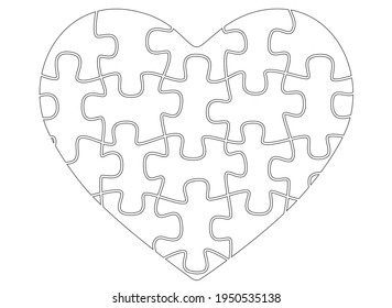 Heart jigsaw puzzle template stock vector royalty free