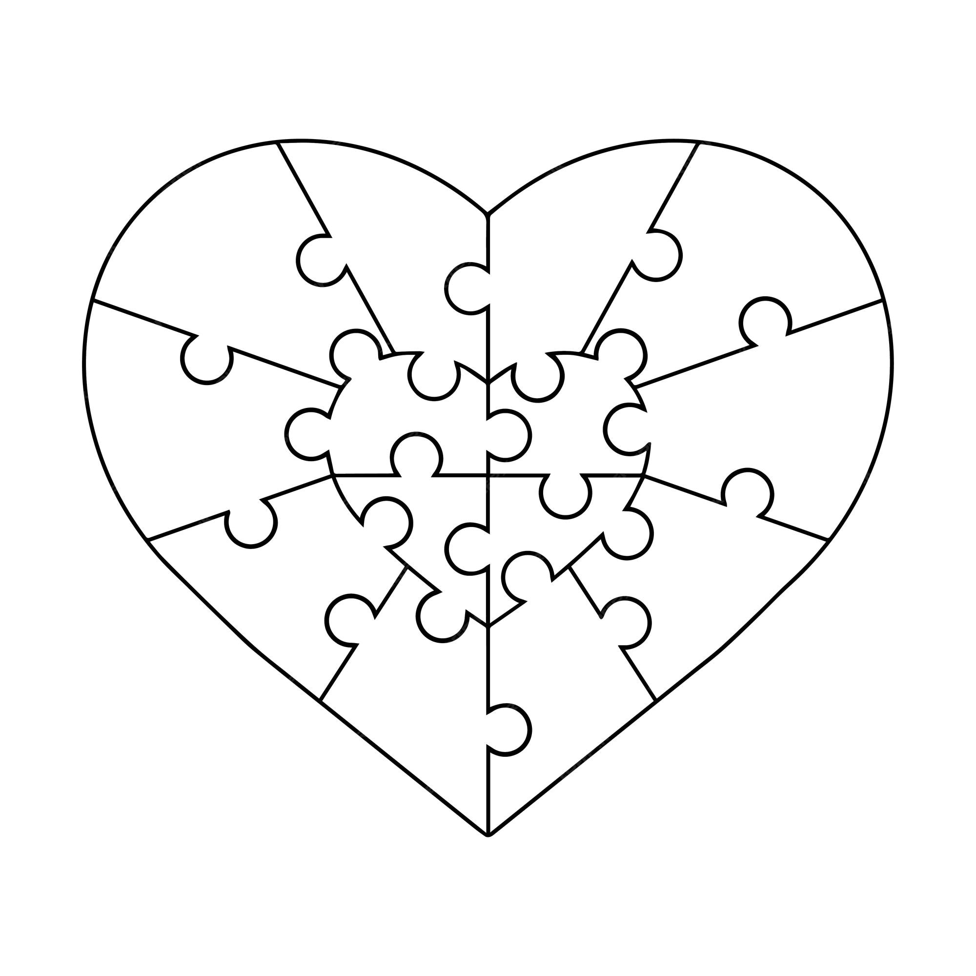 Premium vector heart is a symbol of love for valentines day from black puzzles set jigsaw parts mosaic grid white