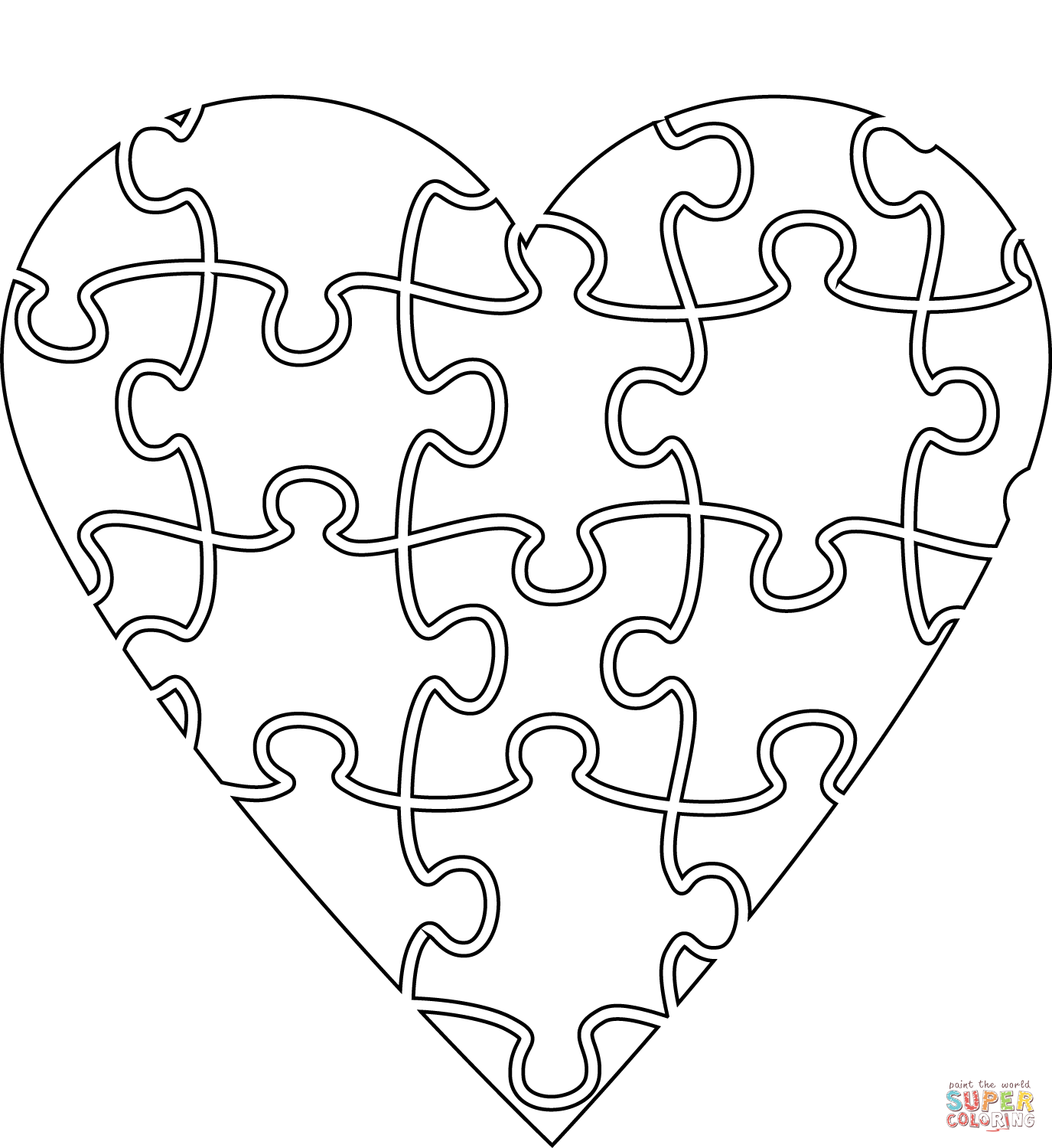 Heart jigsaw coloring page free printable coloring pages