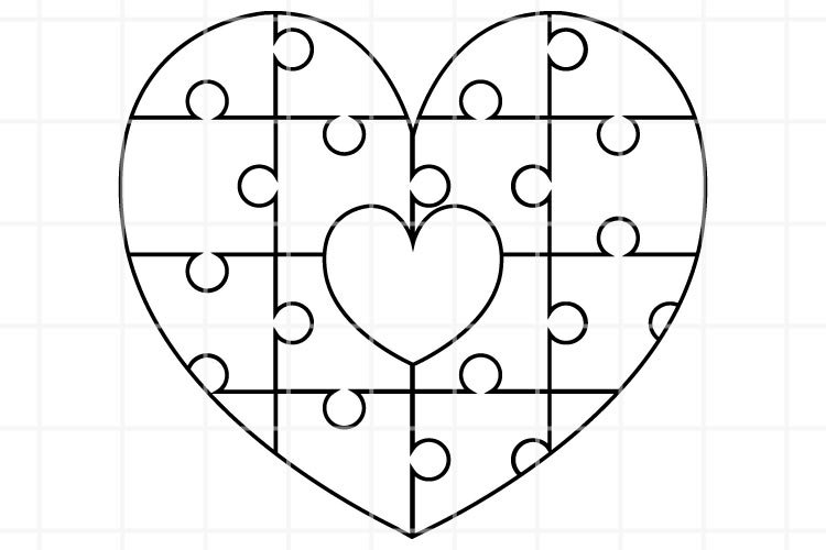 Heart svg heart puzzle cut file valentines